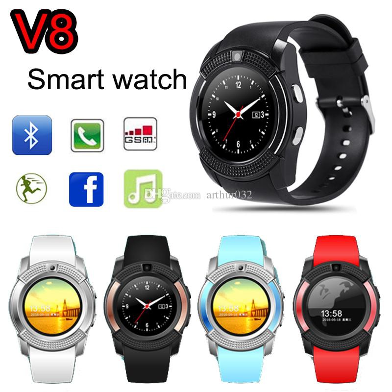 Đồng Hồ Thông Minh Smart Watch V8 Mặt Tròn Có Khe Gắn Sim, Thẻ Nhớ Hàng Chính Hãng