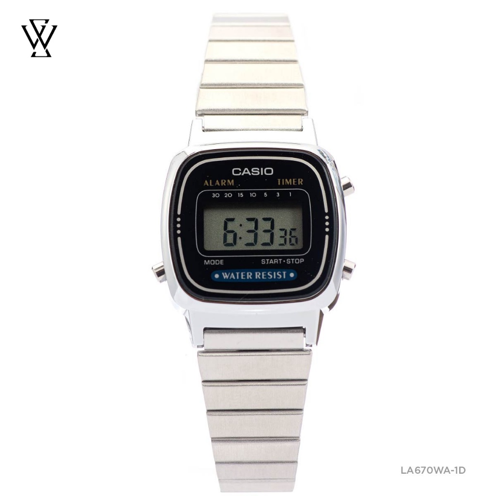 Đồng Hồ Điện Tử Nữ Casio WATCHSTORE LA670WA-1DF Thiết Kế Mặt Kính Vuông 24.6mm, Dây Kim Loại, Vỏ Nhựa Bền Bỉ