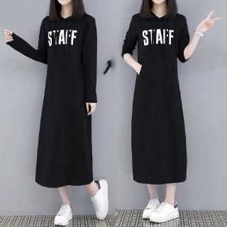 Đầm Có Mũ Trùm Đầu Váy Dài Lông Cừu Lót Không Lông Cừu Plus Kích Thước Áo Nữ Thu Đông Dài Tay Đầm Nữ Đáy Dài Váy Nữ