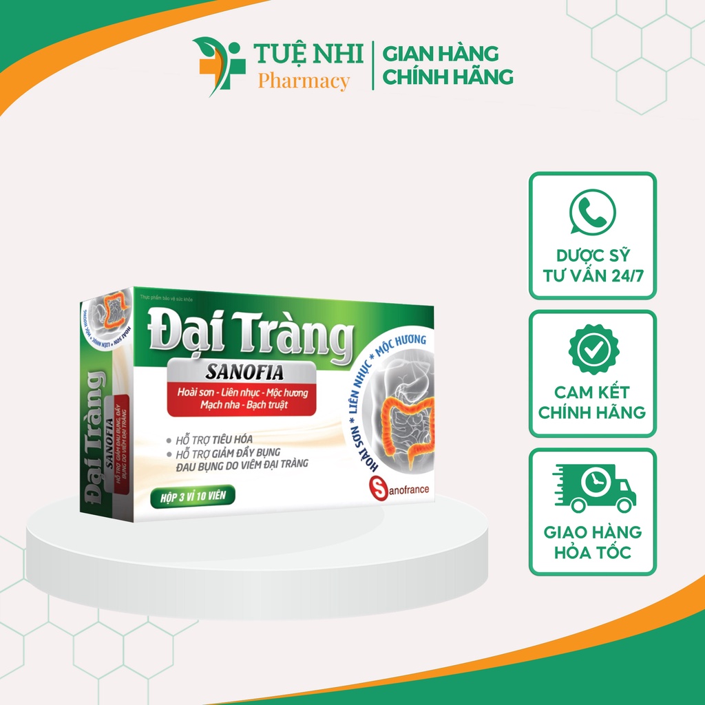 Viên uống Đại tràng Sanofia hỗ trợ giúp giảm các triệu chứng của viêm đại tràng Hộp 30 viên - NT325