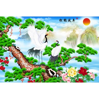 Tranh dán tường VTC Tùng hạc diên niên LunaTM-0019 kim sa