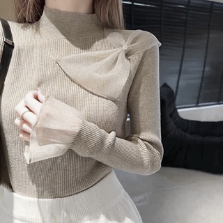 ✨bán sỉ✨áo nơ bèo 2 màu be-đen