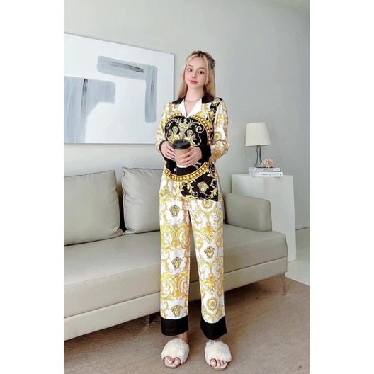 Bộ pijama vs lụa xước thiết kế cao cấp 2CE