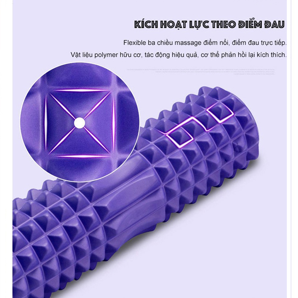 Con Lăn Yoga Massage Foarm Roller, Ống Trụ Lăn Xốp Thể Thao Giãn Cơ Có Gai Roam Rollet Cao Cấp Chính Hãng Eros Store