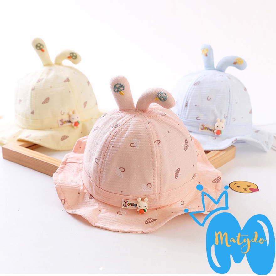 Mũ trẻ em cho bé trai bé gái vành hình thỏ nơ có dây giữ phụ kiện nón MU011