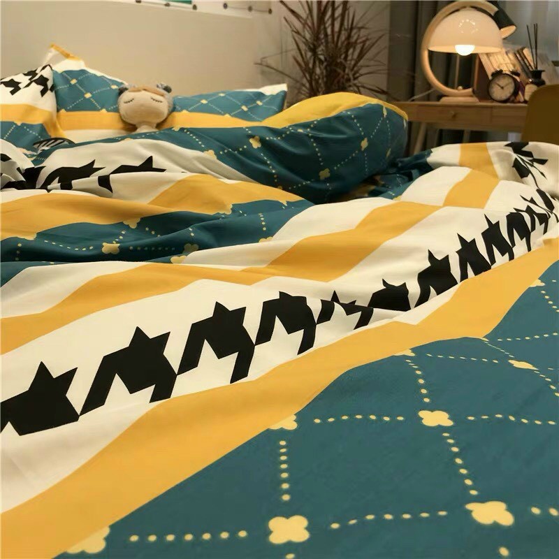 Bộ chăn ga gối Poly Hàn Quốc Roma cam phối cao cấp (Tặng vỏ gối ôm) - Miễn phí bo chun