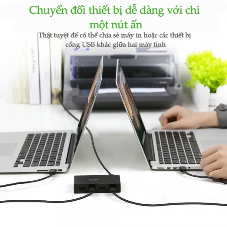 Bộ Chia Sẻ Tín Hiệu USB Cho 4 Máy Tính PC, laptop, Macbook Ugreen 30346 - Hàng Chính Hãng