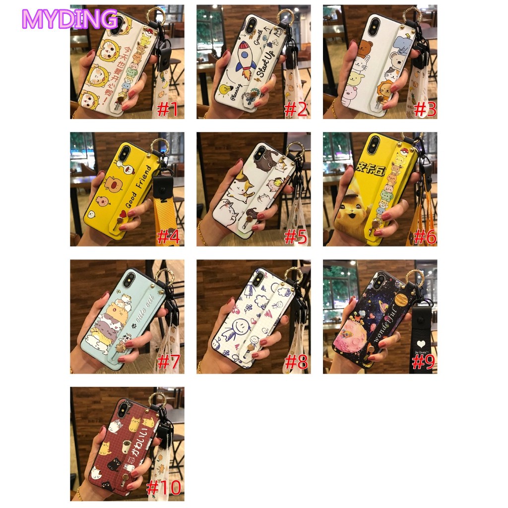 Ốp điện thoại TPU in họa tiết hoạt hình xinh xắn có dây đeo cho Xiaomi Redmi Note 8 Pro