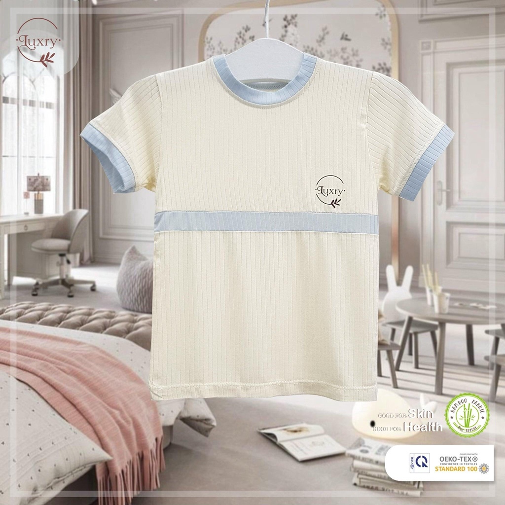 Áo lẻ cộc tay phối thương hiệu chất lượng Luxry dành cho con yêu