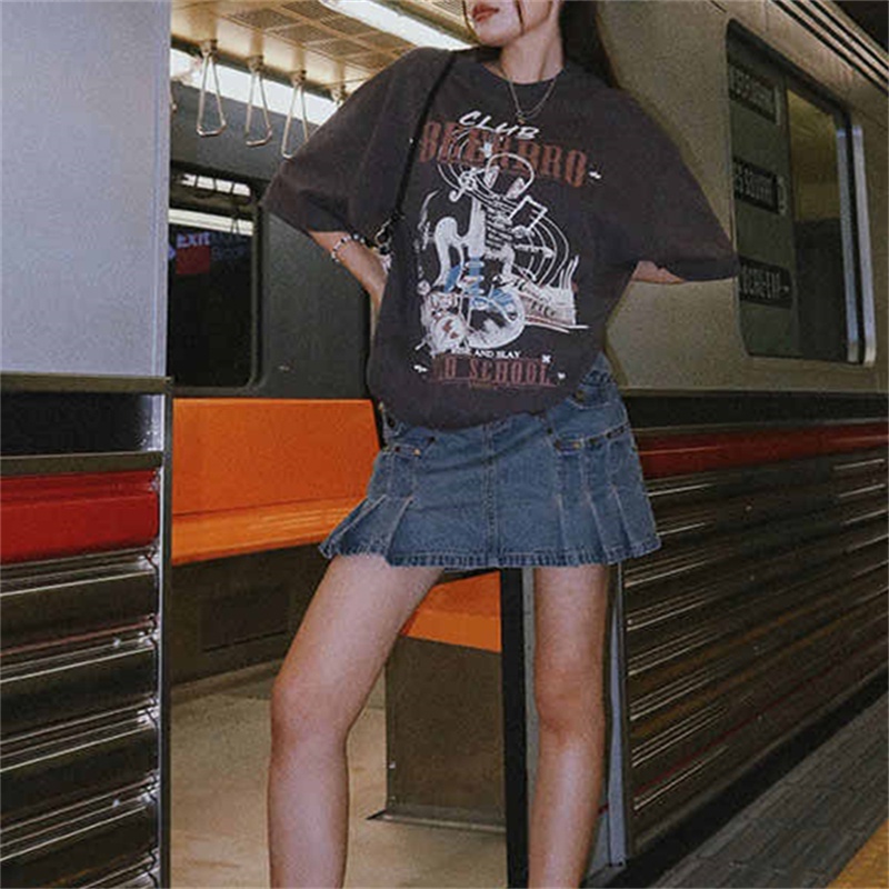 Áo Thun Tay Ngắn Cổ Tròn Plus Size Phong Cách Hip Hop Đường Phố Cho Nam Nữ