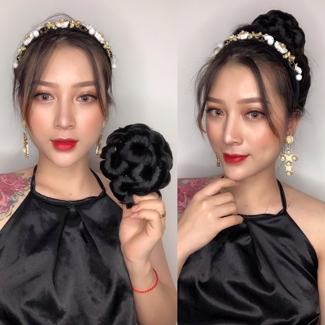 Tóc giả cao cấp búi