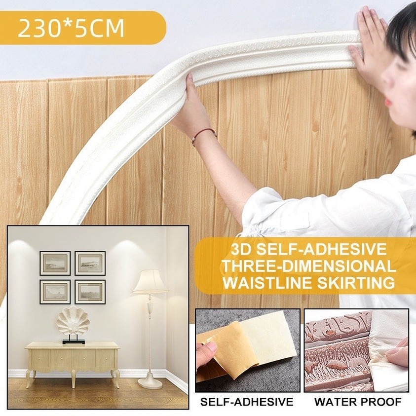 Miếng Dán Viền Tường 3D Tự Dính Chống Thấm Nước Trang Trí Nhà Cửa Chất Lượng Cao