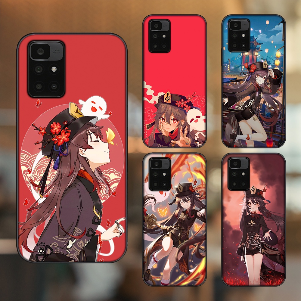 Ốp lưng Xiaomi Redmi 10 viền đen in hình Hutao Genshin Impact