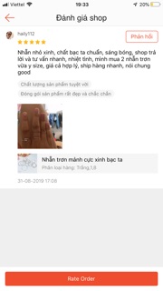 Nhẫn trơn phay mảnh cực xinh bạc ta