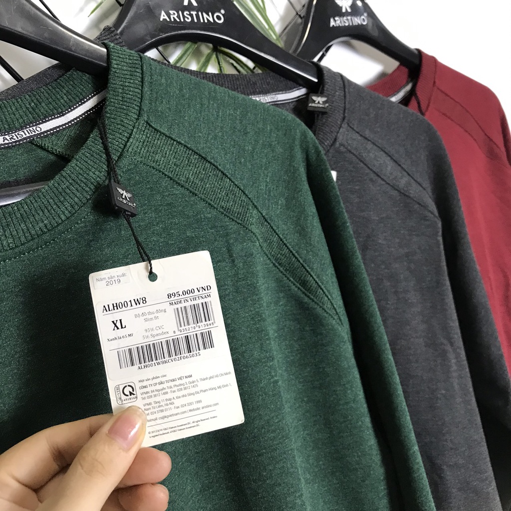 Bộ đồ thu đông Aristino cổ tròn  cotton mềm  giữ ấm  ALH001W8 ( 3 màu)