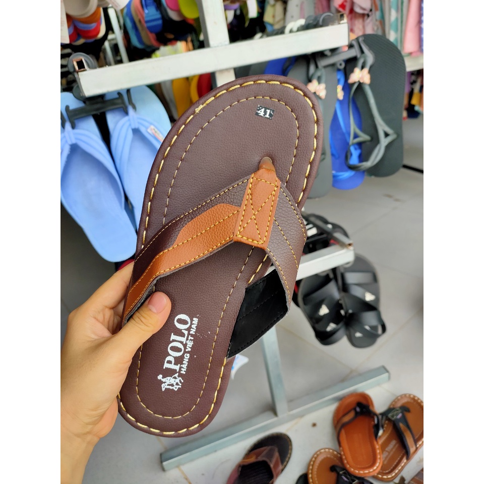 (XẢ KHO)Dép Kẹp Da Nam Cao Cấp Mẫu Mới Siêu Đẹp POLO