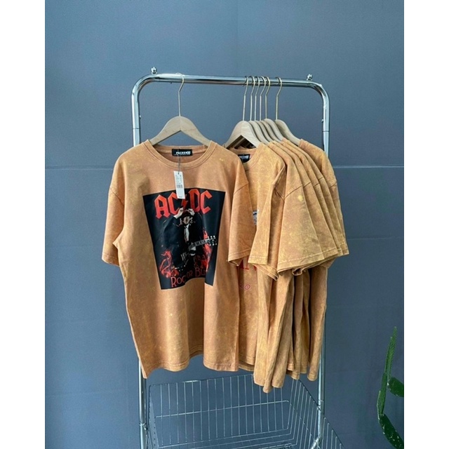 ÁO THUN TAY LỠ WASH VÀNG FULL TEM MÁC FORM UNISEX NAM NỮ (kèm ảnh thật)