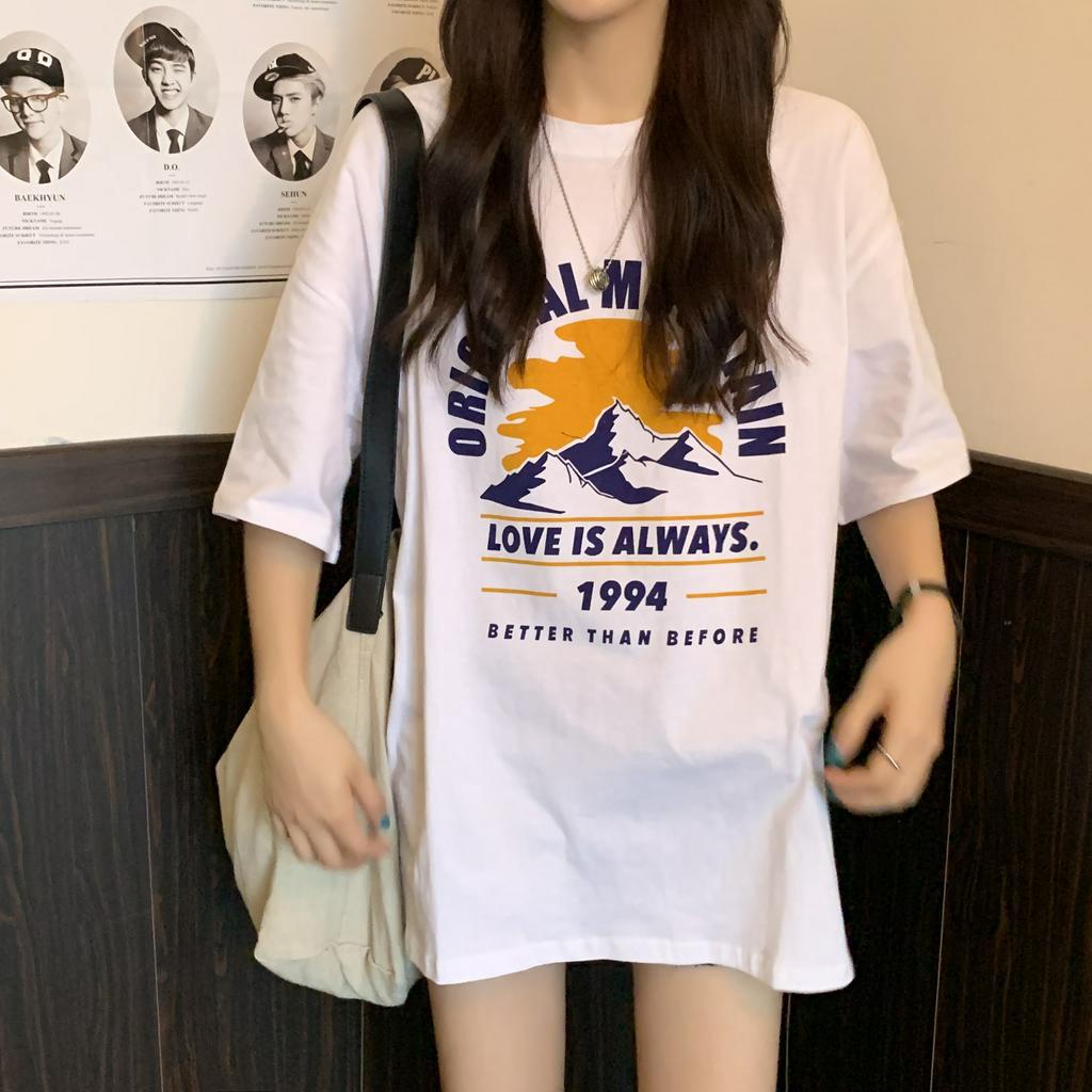 Áo Thun Ngắn Tay In Họa Tiết Phong Cách Hàn Quốc Độc Đáo Cho Nữ