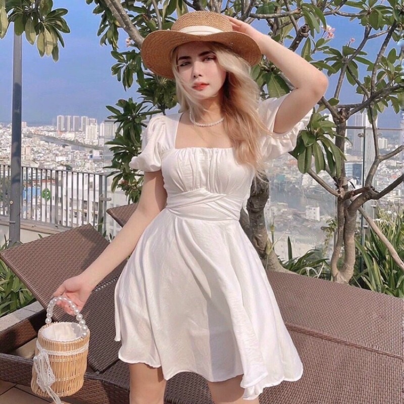Váy babydoll BlaPink Ngắn Xòe Chất Đũi Cut Out Hở Lưng -ANDY DRESS T206