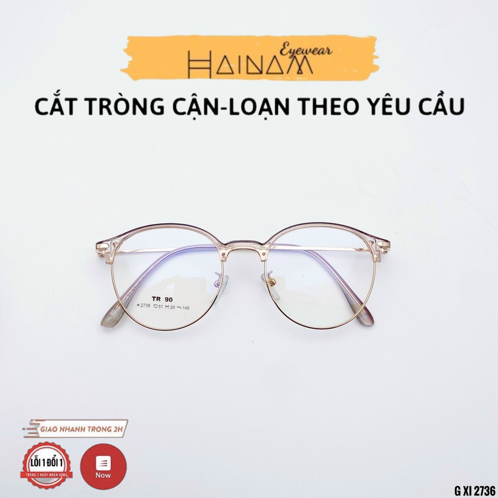Gọng kính cận tròn kim loại thời trang nữ 2736 nhiều màu