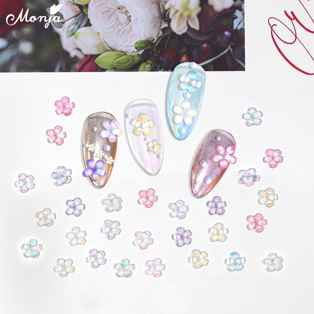 MONJA Hạt Kim Loại 6 Màu Đính Trang Trí Móng Tay 3D