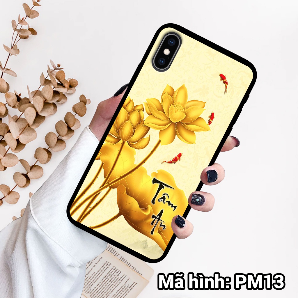 Ốp điện thoại IPHONE X/XR/XS/XS MAX in hình hoa sen,cá chép phong thủy – lưng kính tráng gương viền dẻo