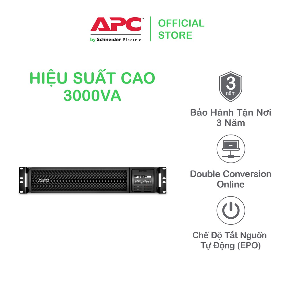 [FREESHIP] Bộ lưu điện thông minh APC by Schneider Electric Smart-UPS SRT3000RMXLI 3000VA RM 230V