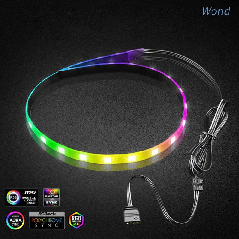 Dây đèn LED màu RGB từ tính 40cm kèm 4Pin chuyên dụng cho máy tính