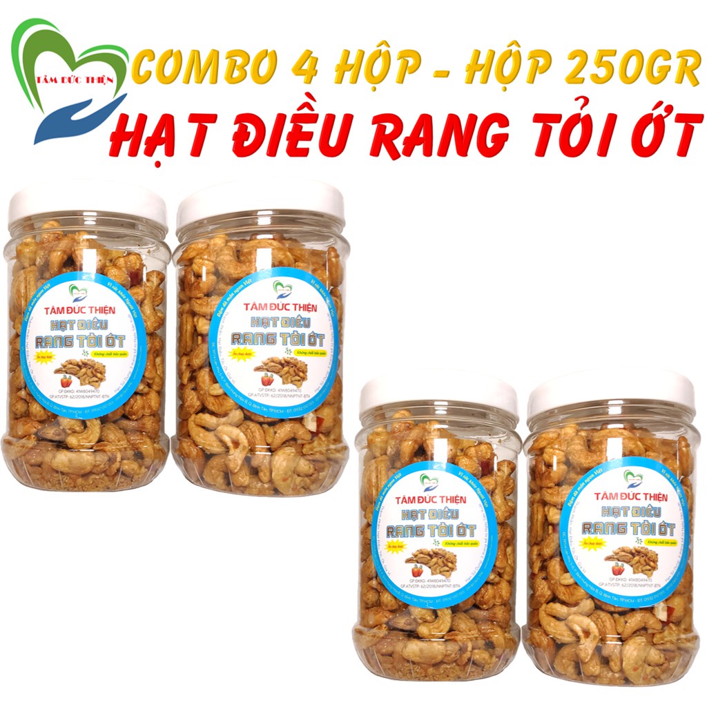 Combo 1KG Hạt Điều Rang Tỏi Ớt[Nguyên Liệu Sạch]Tâm Đức Thiện (4 x 250GR)