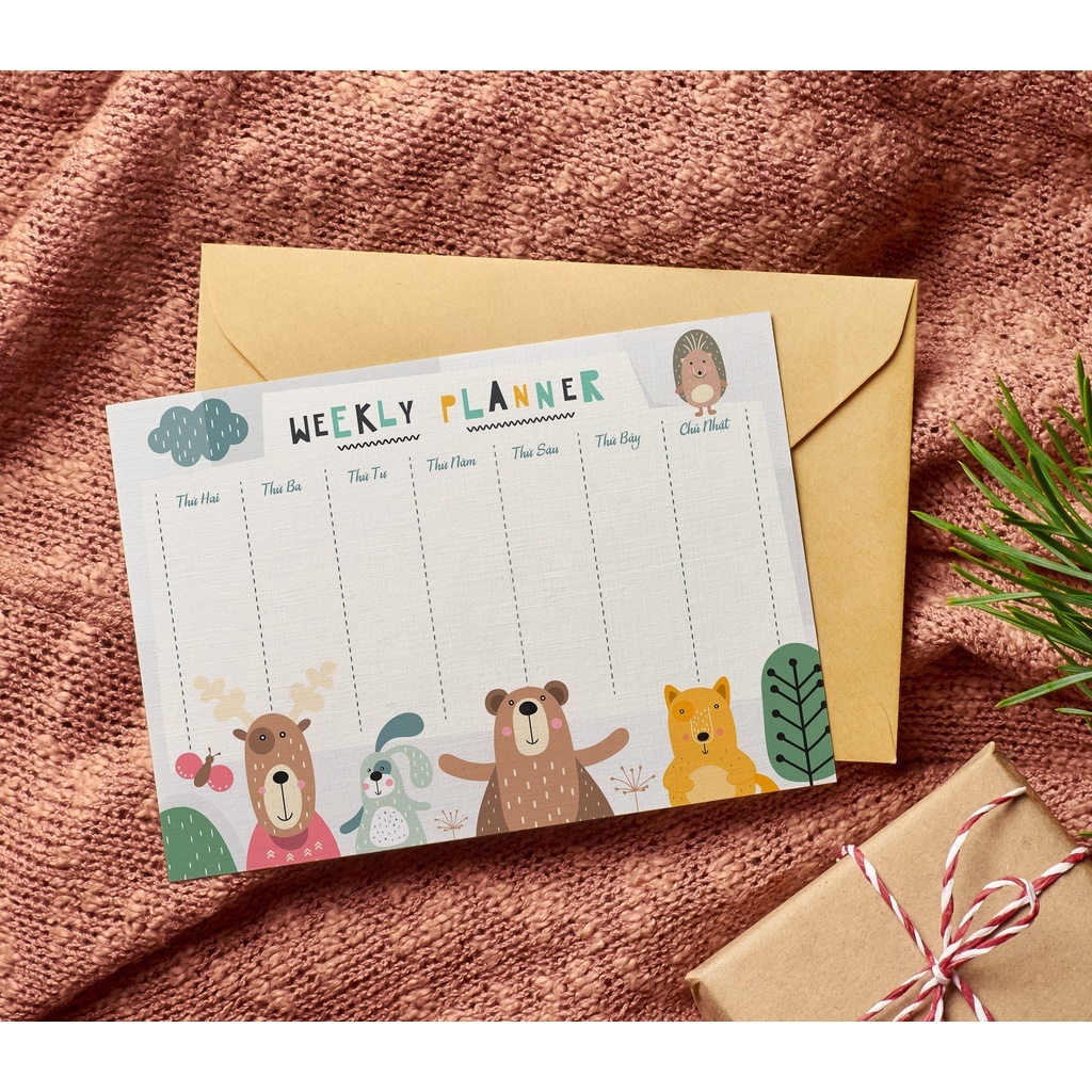 35 mẫu tấm dán Thời khóa biểu, Weekly planner kế hoạch trong tuần cực cute