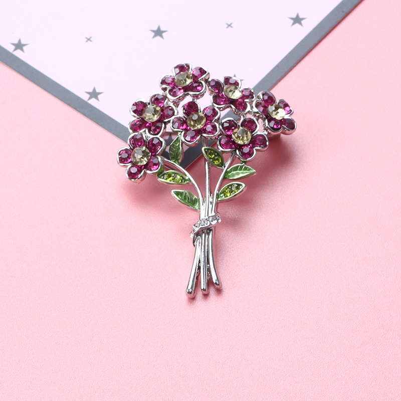 Fashion Brooch Beauty Lady Rose Gold Zinc Alloy Crystal Exquisite Flower Brooch Hot Sale Wedding Gifts For Ladies