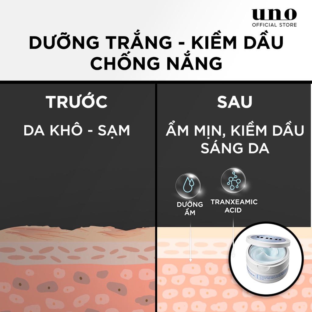 Kem ngày Dạng gel Dưỡng trắng Kiềm dầu 5 trong 1 UNO UV Perfection Gel 80g