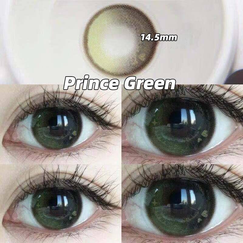 O2Girl Flagship Store len 2 mảnh trang phục hàng năm ném nữ lens mắt 14.5mm tiếp xúc cận kính màu xanh lá cây sinh viên tự nhiên kích thước phi nhật ném đường kính trang điểm làm đẹp sản phẩm lens cận