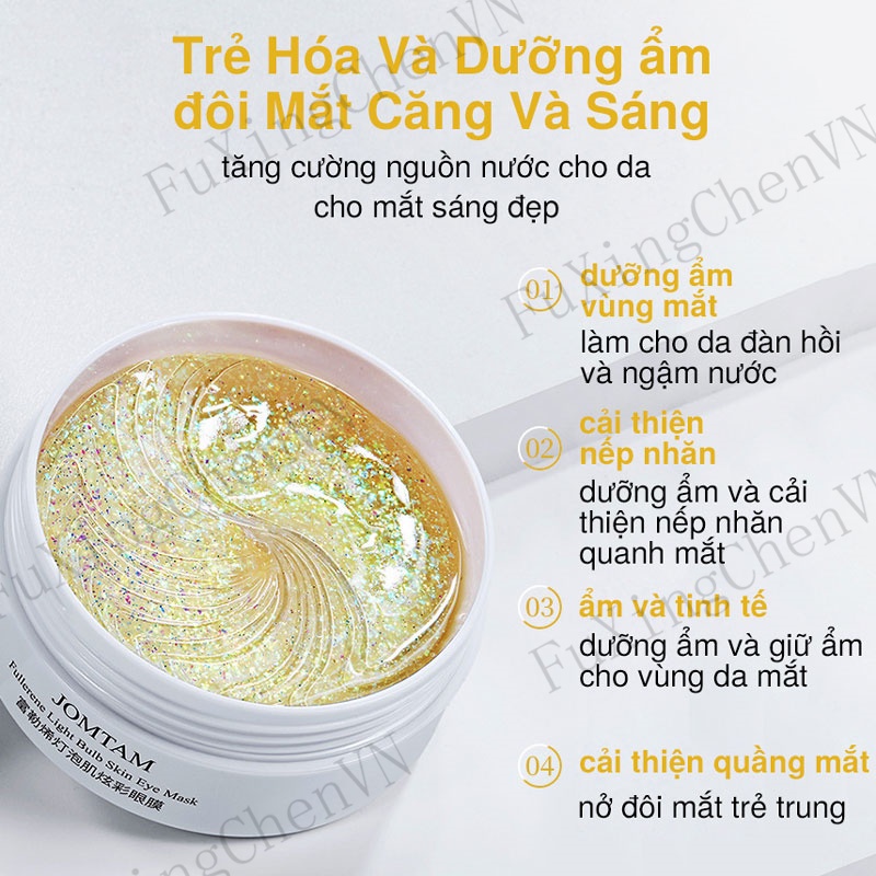 Fullerene Mặt Nạ Mắt dưỡng trắng cấp ẩm Bioaqua mắt chống bọng, chống thâm mắt 60 miếng dán/30 cặp