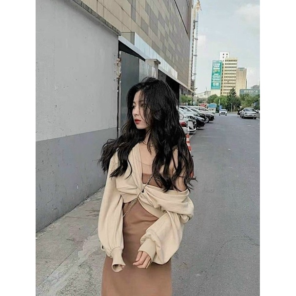 Set Đầm 2 Dây Kèm Áo Xoắn Ngực - Kèm Hình Thật