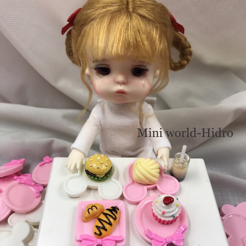 Set dĩa mini trang trí nhà búp bê. Đĩa đựng đồ ăn mini cho búp bê Barbie, BJD tỉ lệ 1/8, 1/12