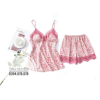 ĐỒ BỘ LỤA SATIN HAI DÂY DA BEO 2021 (Kèm mút ngực)