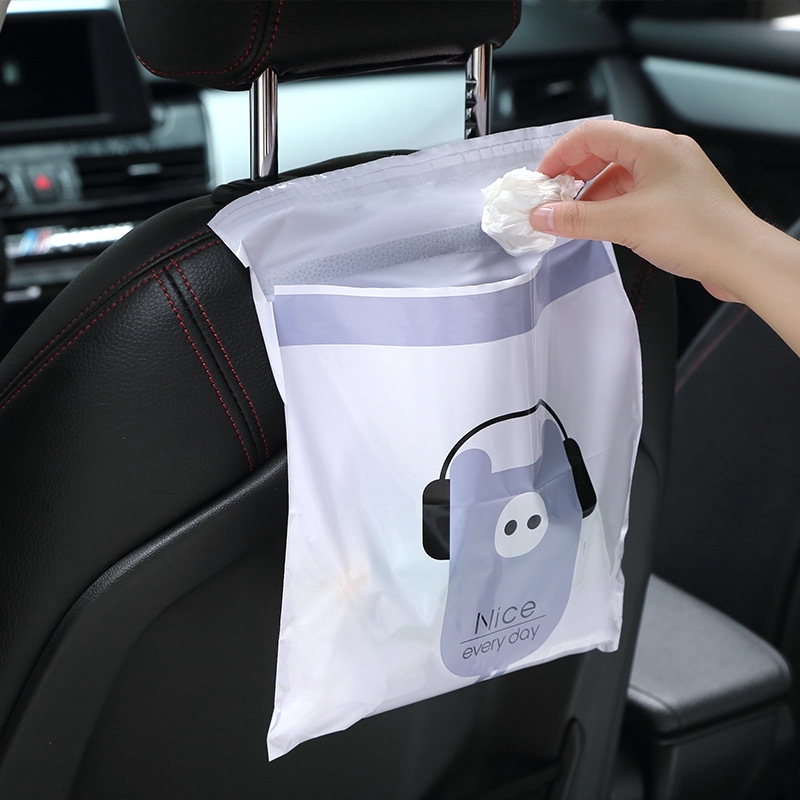 Set 15 túi đựng rác dán xe hơi phòng bếp hoạ tiết hình thú dễ thương tiện lợi kèm túi zip 25x31cm