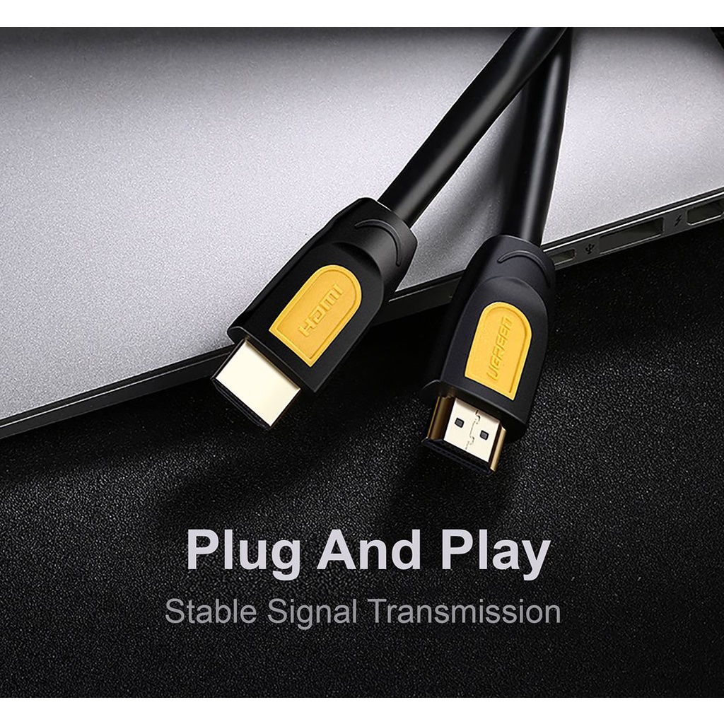 Dây HDMI 2.0 Full 4K 60Hz Thân Dẹp, Tròn, Đầu Vàng UGreen HD101 - BH 18T Chính Hãng