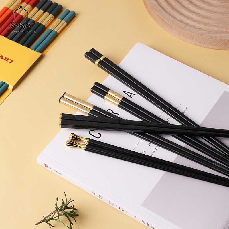 SWEEJAR Set 5 đôi đũa bằng hợp kim chống ẩm chống ẩm chịu nhiệt độ cao
