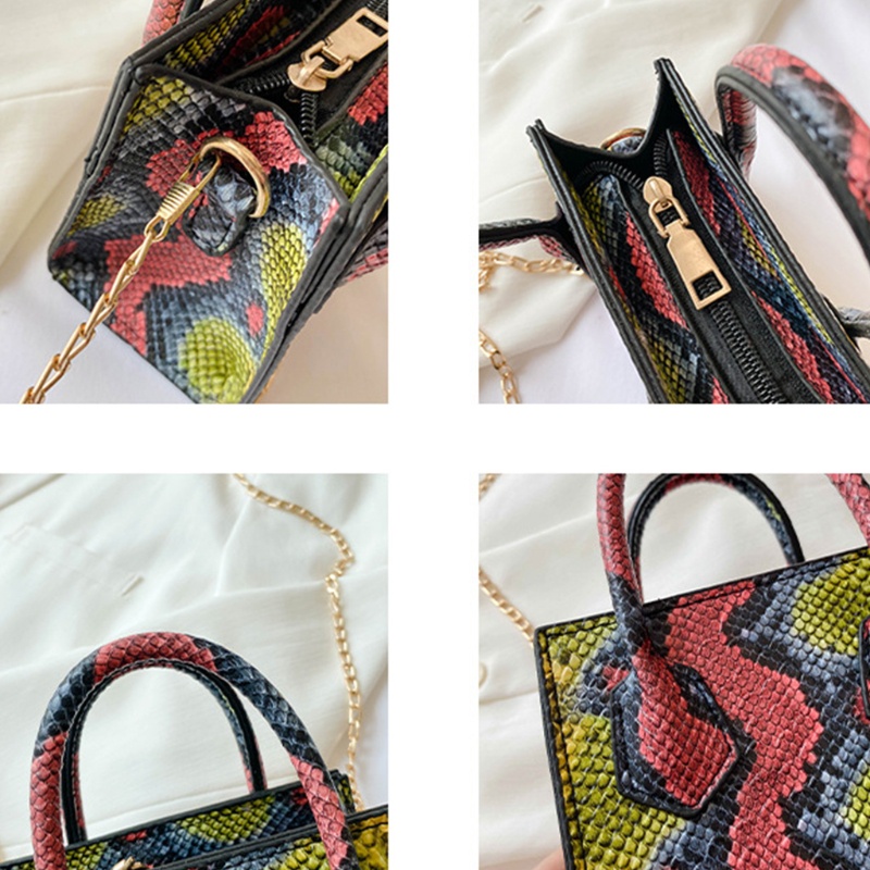 Túi Đeo Chéo Da PU Hình Vuông Mini In Họa Tiết Da Rắn Dành Cho Nữ