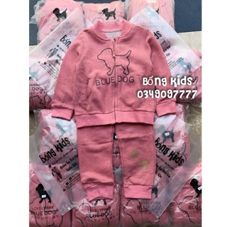 Bộ Khoác Nỉ Bé Gái Bomber Hồng Blue Dog