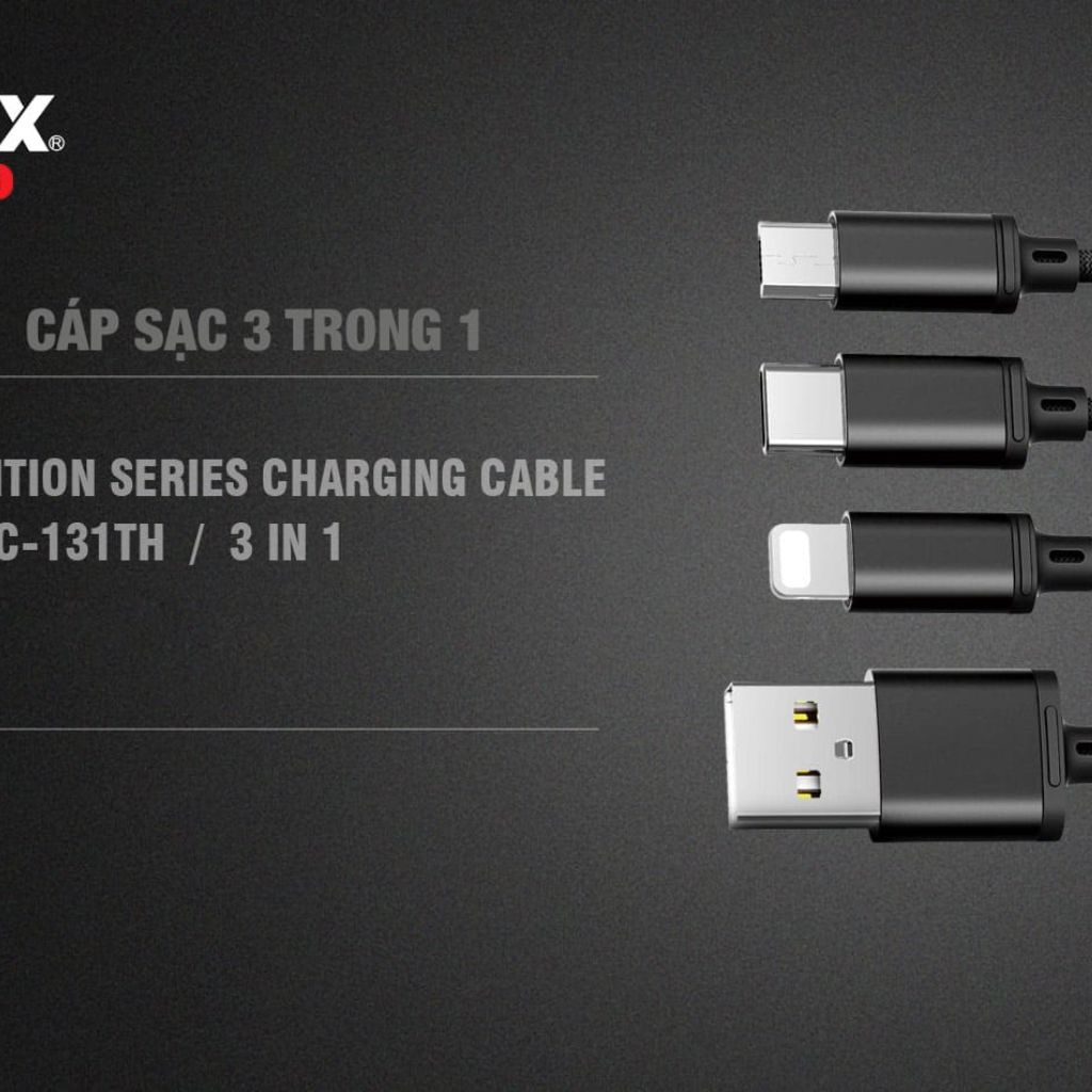 Dây sạc 3 đầu sạc nhanh tiện dụng, cáp sạc 3 đầu bọc dù chính hãng