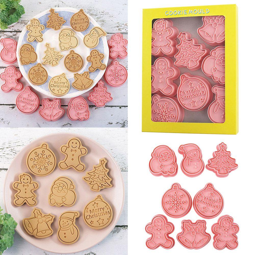 Set 8 Khuôn Làm Bánh Quy Hình Ông Già Noel / Bông Tuyết Bằng Nhựa