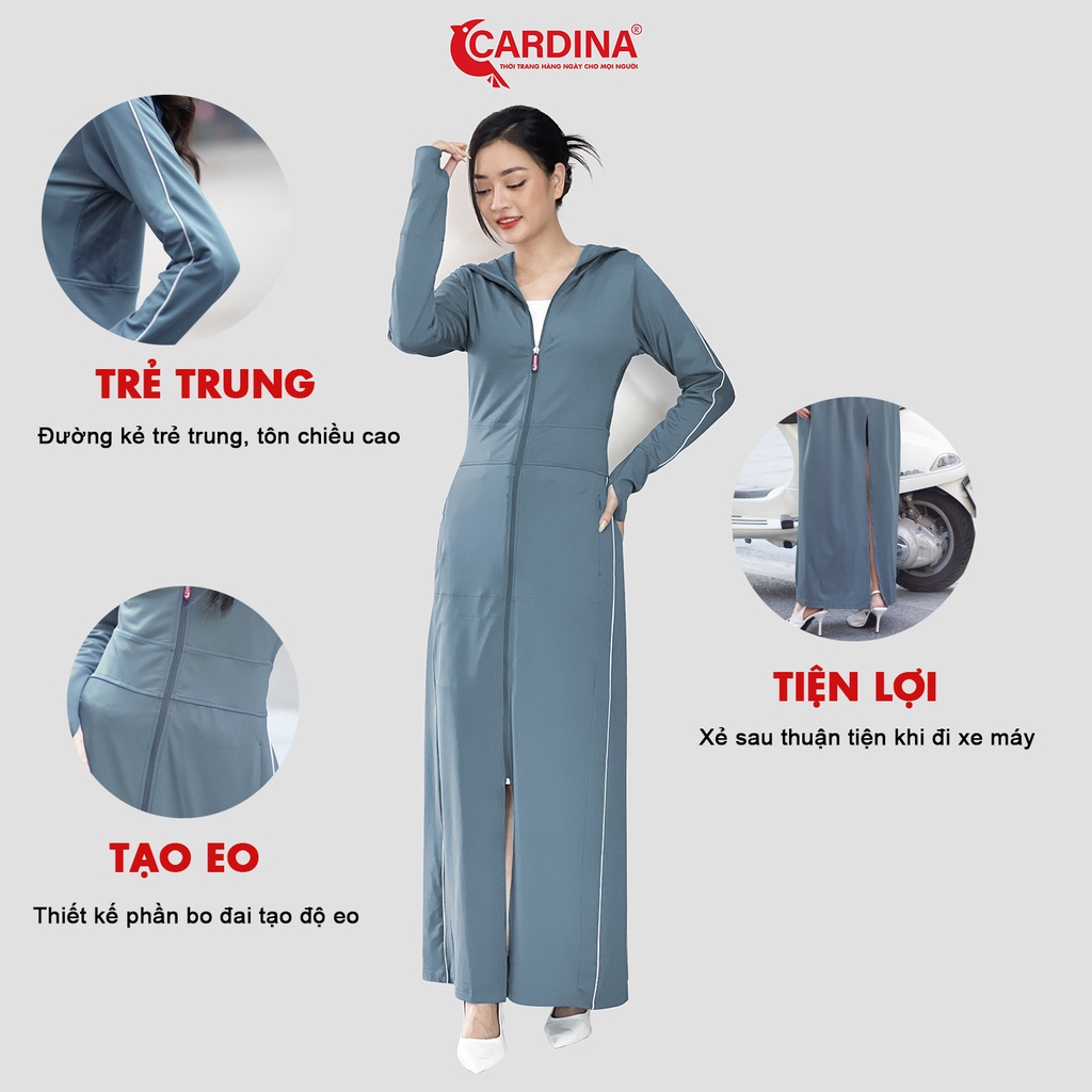 Áo Chống Nắng Nữ 𝐂𝐀𝐑𝐃𝐈𝐍𝐀 2 Lớp Dáng Dài Liền Thân Chất Thun Lạnh Nhật Cao Cấp Chống Tia UV 2BC