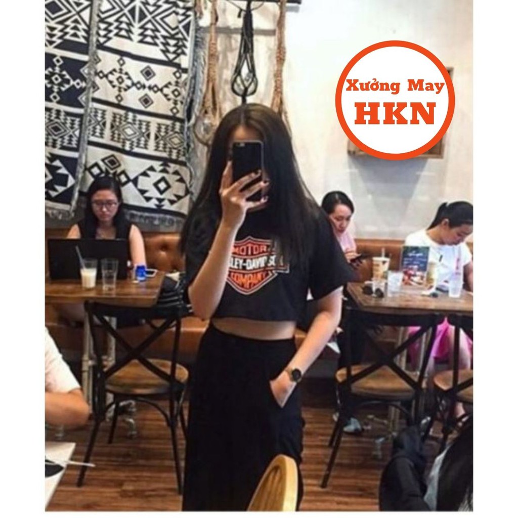 Áo Croptop Nữ Motor Harley-Davison Company Vải Đẹp Không Xù Lông Mã 014 Xưởng May HKN