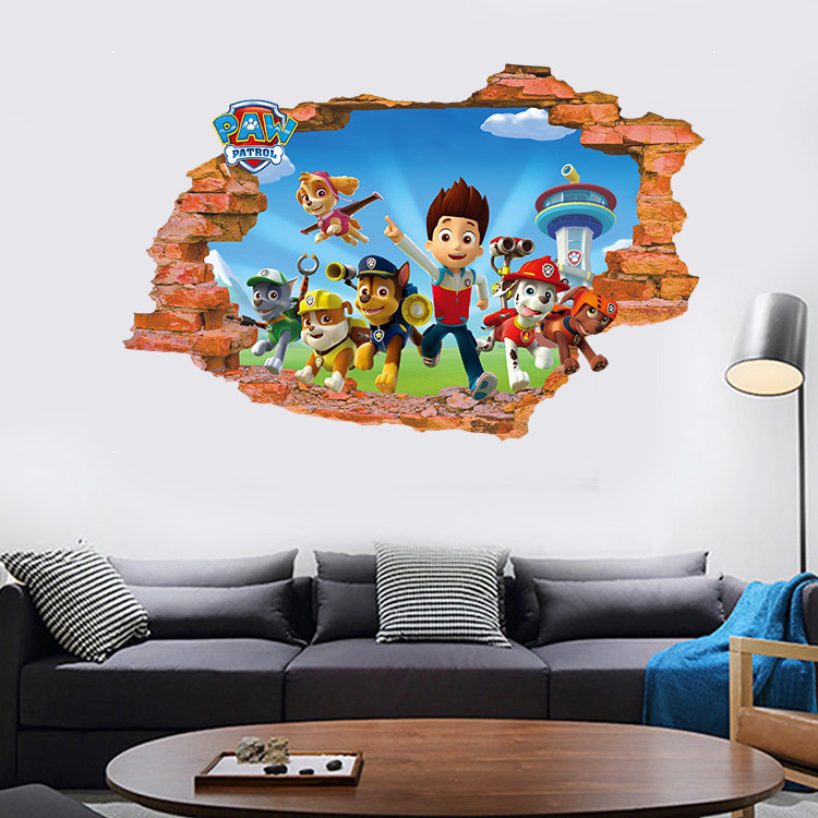 Miếng Dán Tường Trang Trí Hình Hoạt Hình Paw Patrol 3d