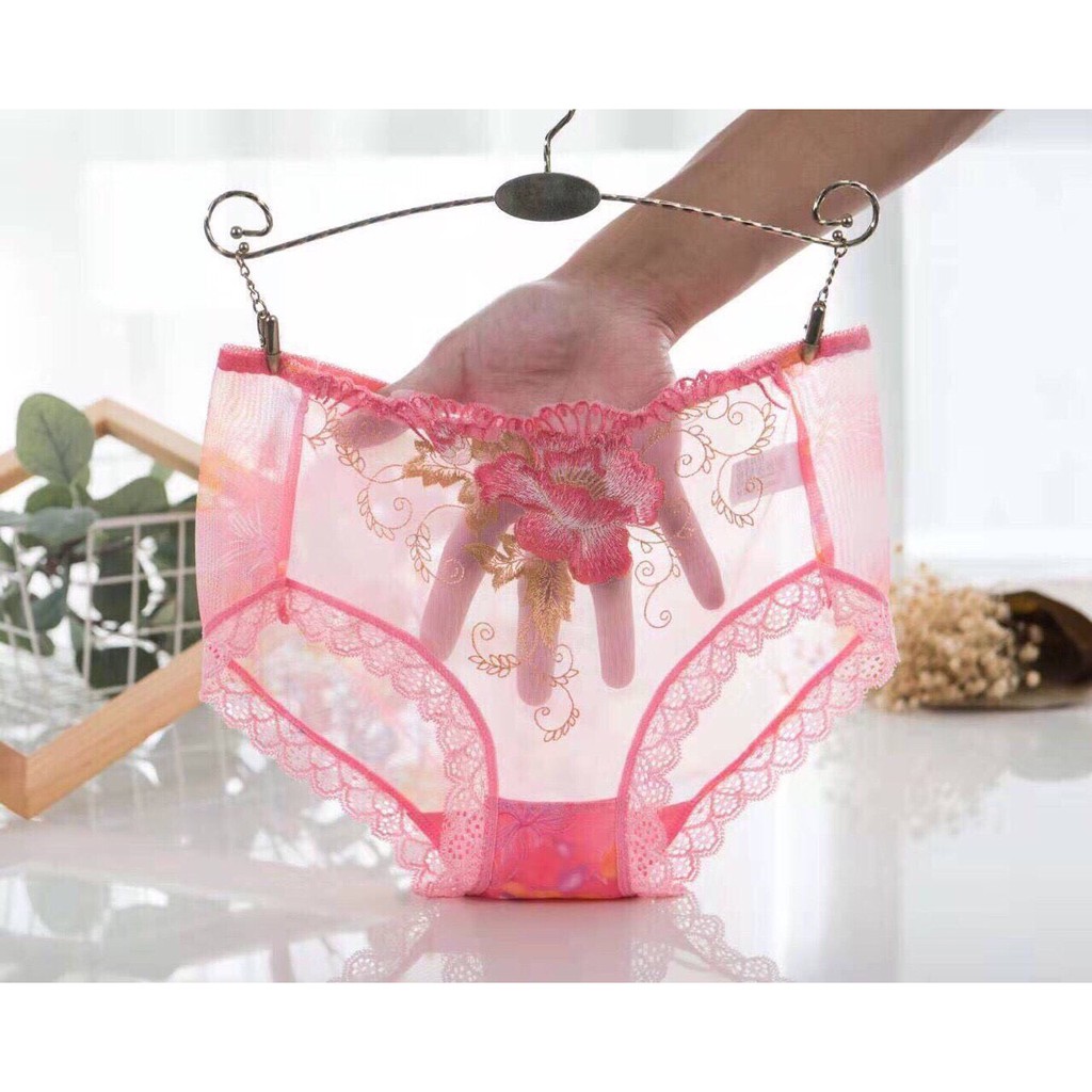 Set 5 quần lót nữ ren thêu hoa trong suốt cực kỳ quyến rũ