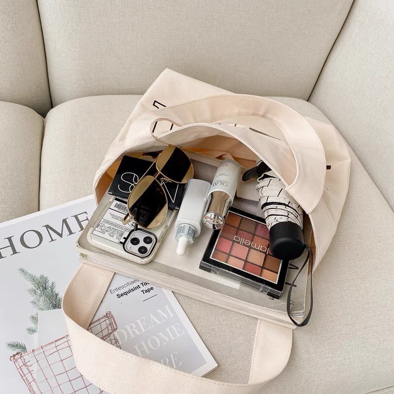 Túi tote vải canvas khổ vuông đựng đồ đi học đi chơi thời trang unisex