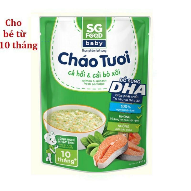 Cháo tươi Baby SG Food vị cá hồi 240g ( cho bé từ 10 tháng)